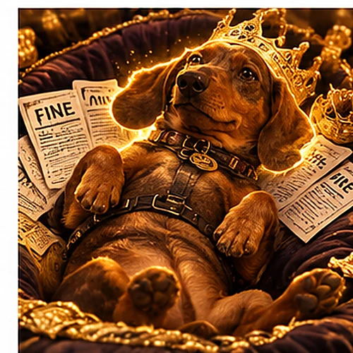 Aura lounging like royalty with a crown