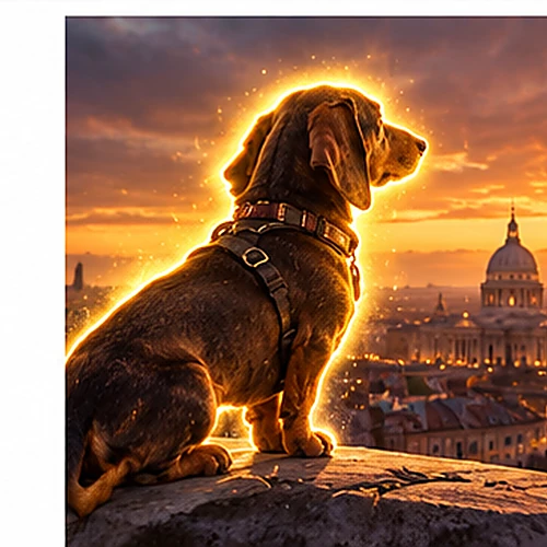Aura gazing over the city at sunset